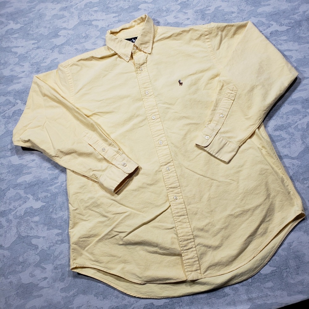 Ralph Lauren Shirt Mens 16-34 Yellow Yarmouth Flesh Pony Button Down Long Sleeve - Picture 2 of 12